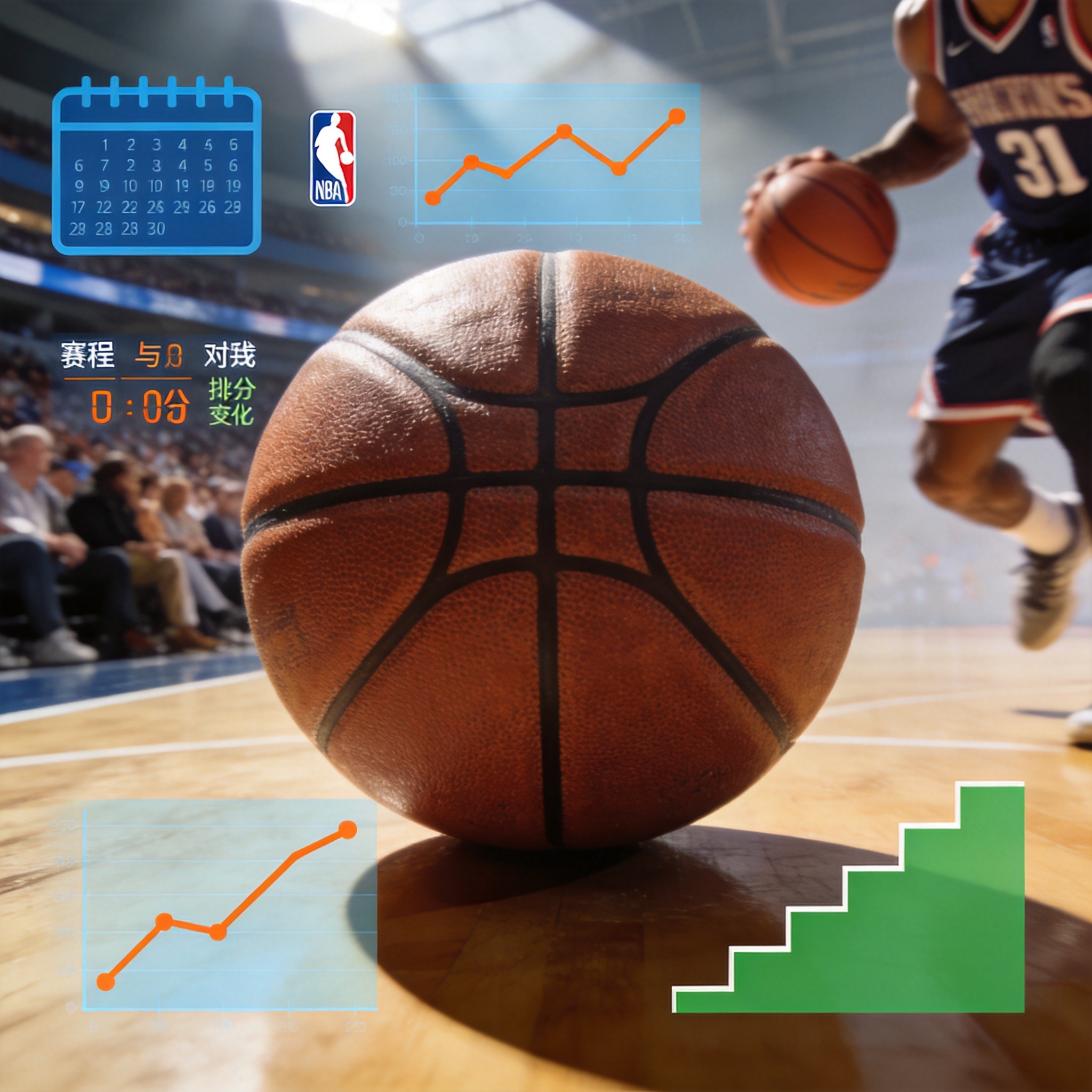 篮球比赛数据记录画面，对应页面中篮球与 NBA 比赛数据维度的说明模块